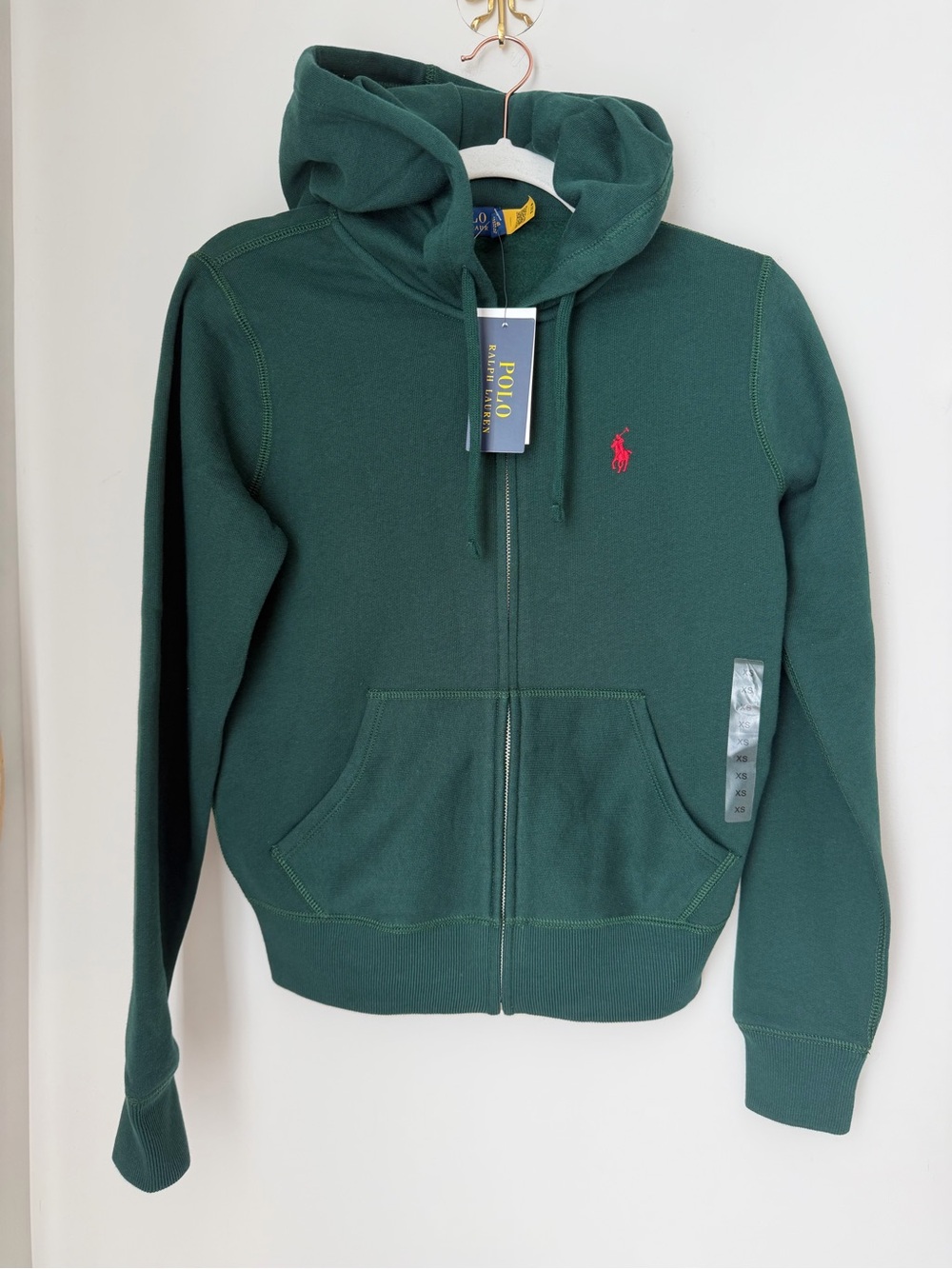 Polo Ralph Lauren Dark Green Full-Zip Hoodie with red Pony